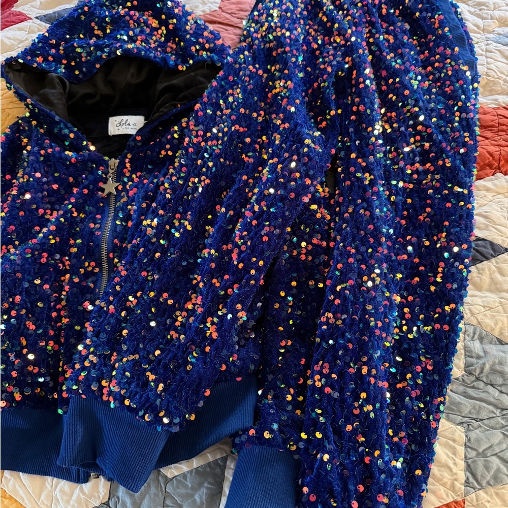 Lola + The Boys Sparkling Blue Sequin Set - Picture 2 of 4